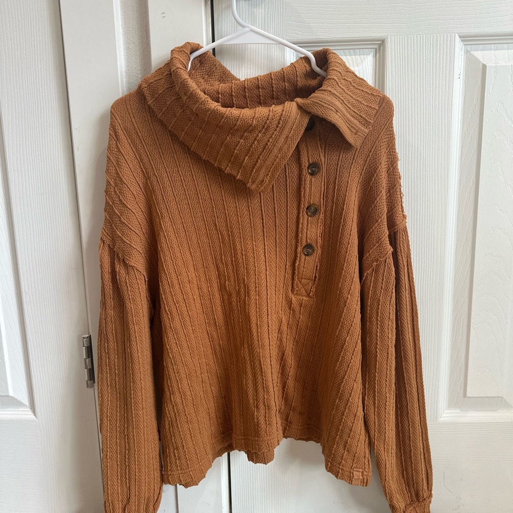 We The Free Camel Cowl Neck Sweater